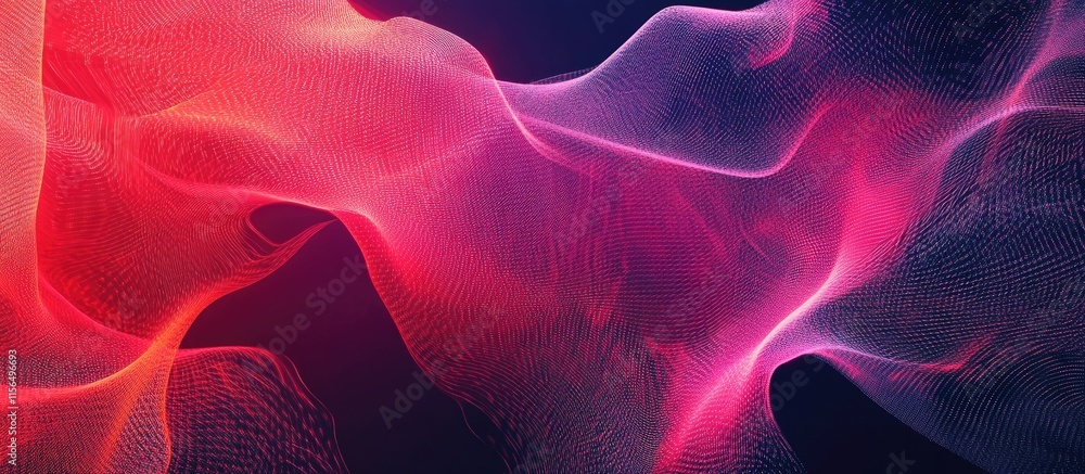 Poster dynamic abstract digital background featuring flowing particles and vibrant colors with ample space 
