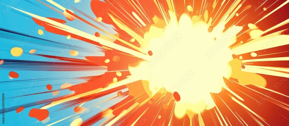 Poster vibrant abstract explosion illustration with dynamic colors and copyspace for text placement in crea