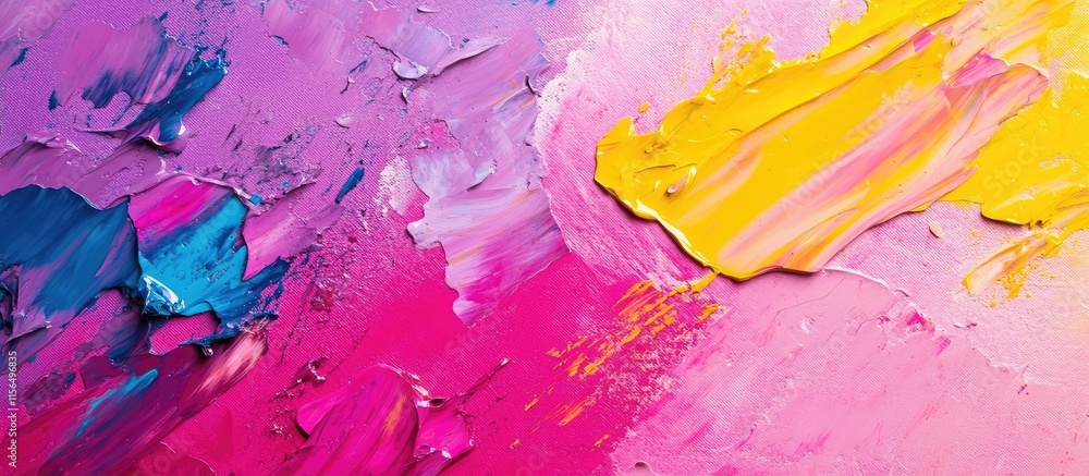 Poster vibrant abstract expressionism artwork with colorful textures and space for custom text insertion