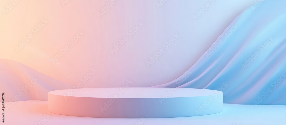 Poster elegant blue gradient background with circular platform for display and text space ideal for product