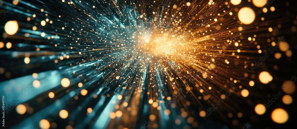 Poster dynamic abstract background of network communication with swarm technology featuring light trails an