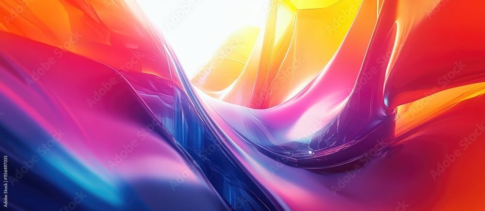 Poster futuristic abstract digital background with vibrant colors and smooth curves ideal for text overlay 
