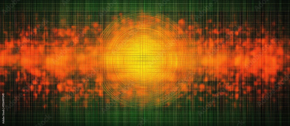 Poster abstract digital technology pattern with moire effects and vibrant colors featuring empty space for 
