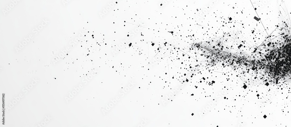 Poster abstract network connection of geometric particles lines and dots on white background with copyspace