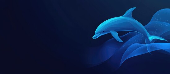 Abstract Dolphin Illustration with Fluid Waves and Copyspace for Custom Text Designing Promotional Materials or Digital Content