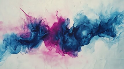 Fluid Acrylic Pour Painting: Close-Up Photo of Vibrant Pink and Blue Swirls. AI Generated