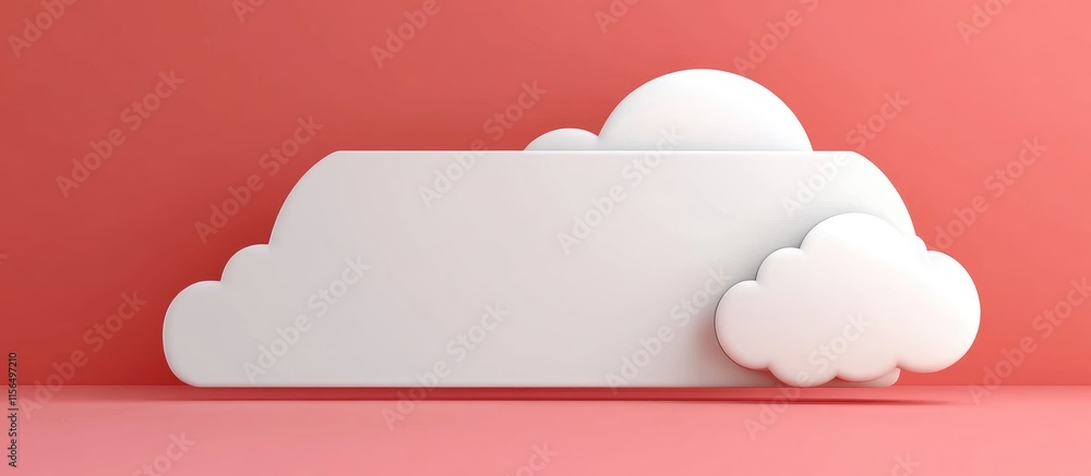 Poster 3d illustration of abstract cloud design on pink background with space for text and digital connecti