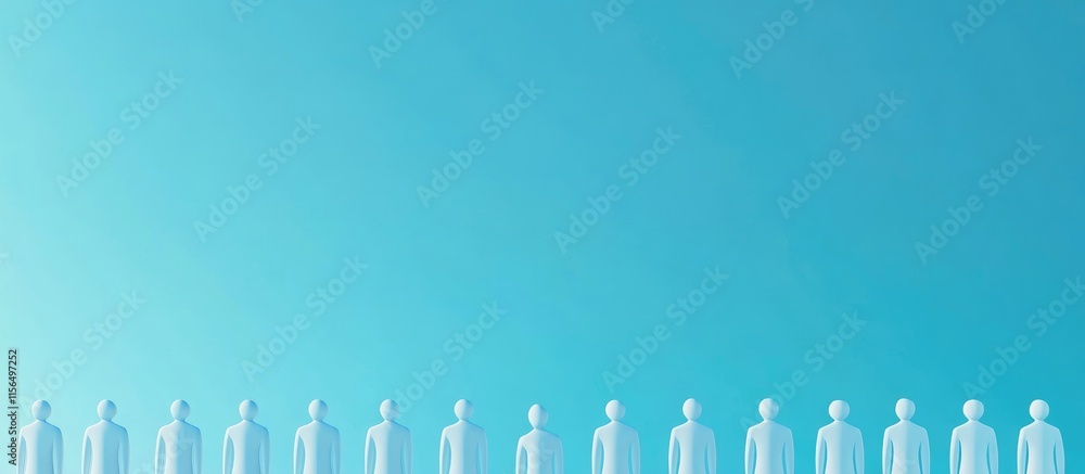 Poster 3d human figures on a blue gradient background symbolizing teamwork collaboration and social network