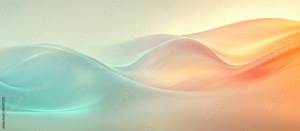 Poster soft flowing abstract background with smooth waves in warm and cool tones for creative design and te