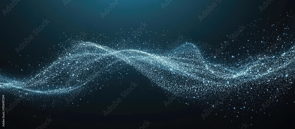 Poster abstract network communication waves with digital transformation elements and copyspace for text int