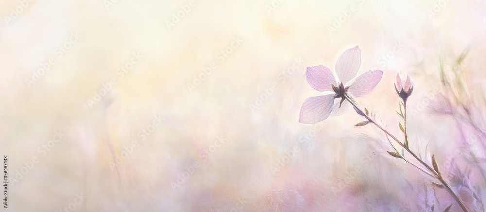 Poster serene delicate orchid in soft focus against a dreamy pastel background with ample space for your te