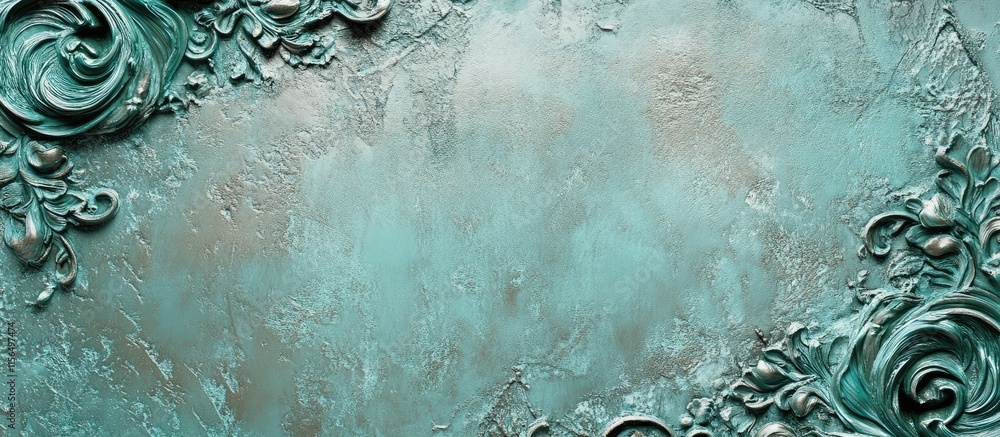 Poster elegant teal decorative background with intricate textures and blank space for custom text or graphi