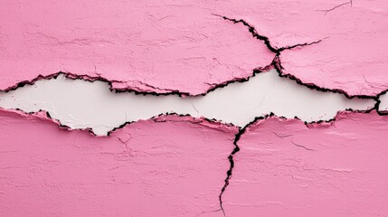Obraz premium Pink Textured Wall with Crack Damaged Plaster Abstract Background