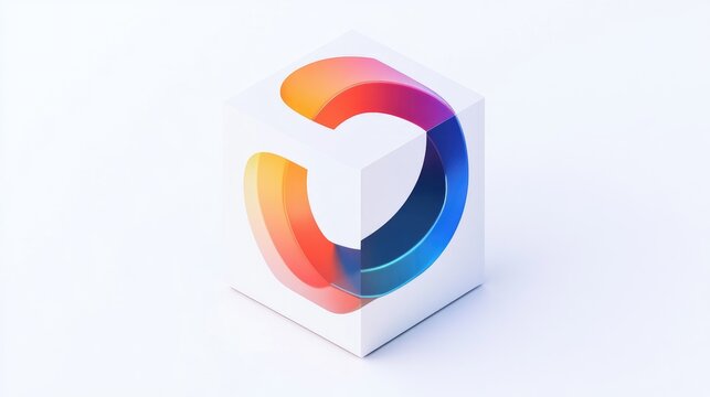 Modern cube shaped Python logo on white background ideal for tech development projects with ample space for text or branding elements
