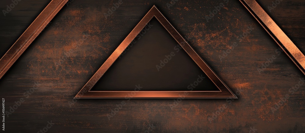 Poster copper metallic triangle background with elegant texture and space for customizable text elements