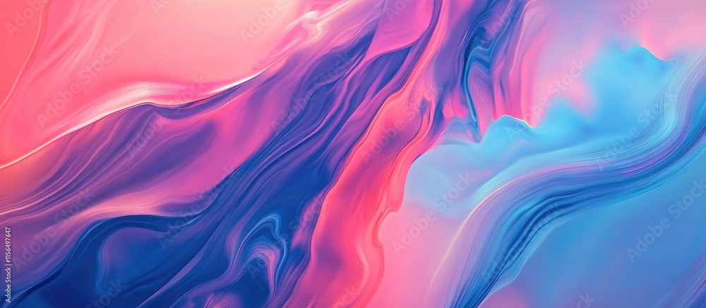 Poster vibrant abstract digital artwork with fluid shapes and colors offering space for innovative text or 