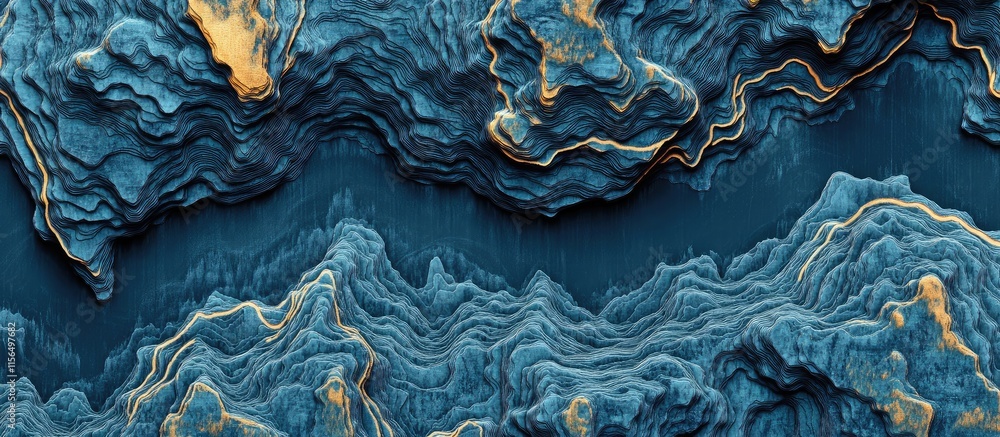 Poster contour lines of river and roads on abstract topographic map design with space for custom text or br
