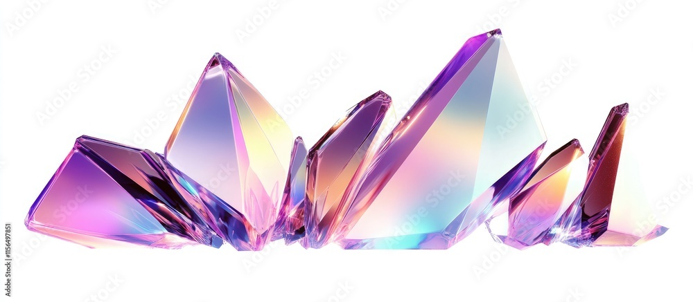 Poster iridescent crystal fragment showcasing vibrant colors with ample space for text placement and creati
