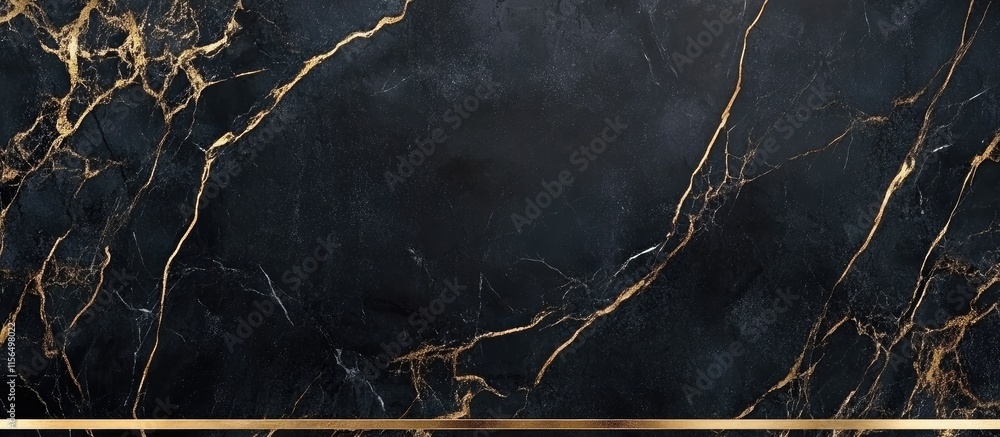 Poster elegant black marble tile featuring luxurious golden trim with ample empty space for custom text or 