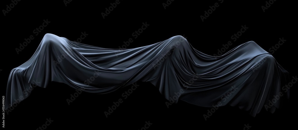 Poster elegant black fabric background with smooth folds and luxury drapery ideal for sophisticated designs