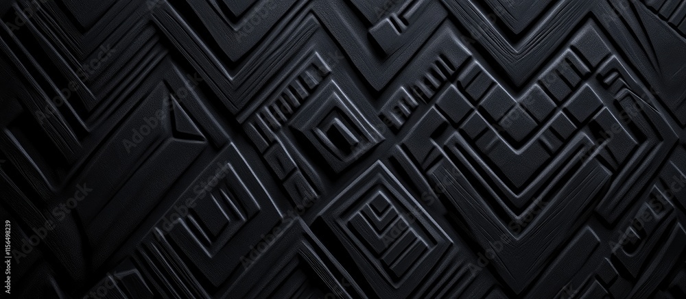 Poster geometric black texture with modern ethnic patterns and ample copyspace for creative text integratio