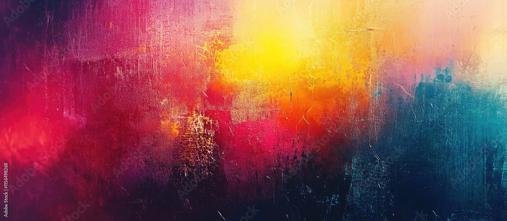Poster vibrant abstract digital artwork with illuminated background and colorful texture featuring space fo
