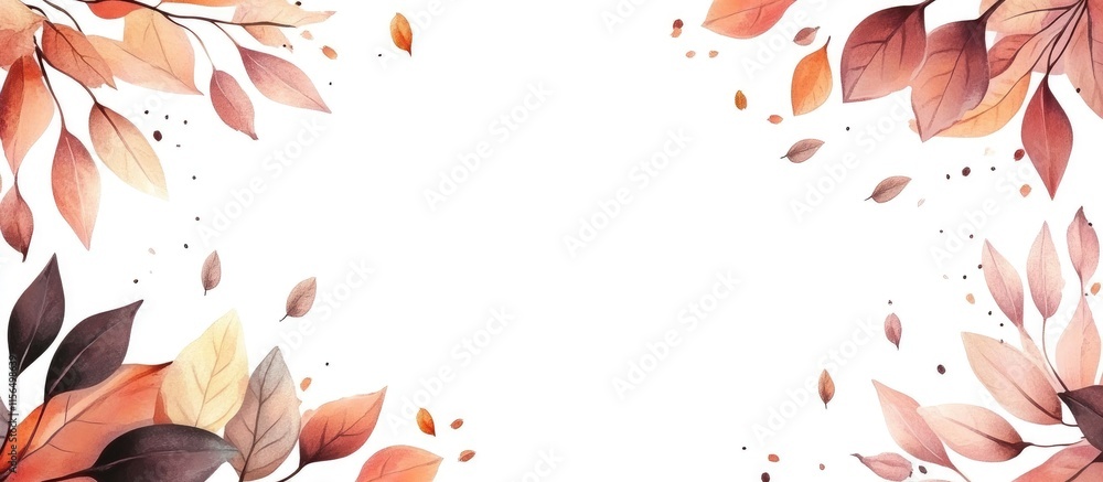 Poster autumn leaves frame on white background with space for text creating a seasonal and inviting atmosph