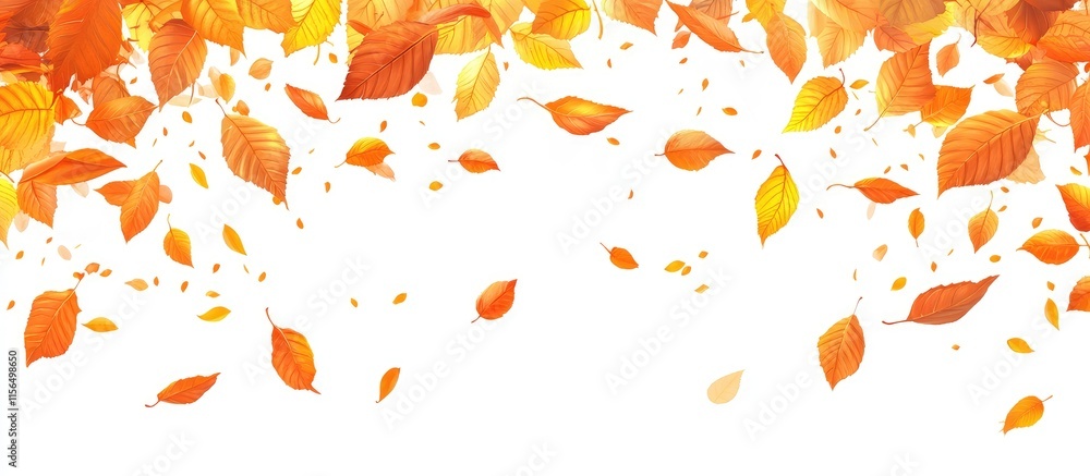Poster autumn foliage cascade on white backdrop with clear space for your custom text or design elements sh