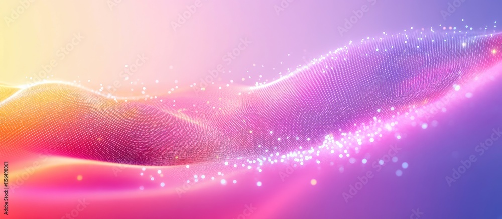 Poster abstract soft waves with glowing particles and gradient colors for technology background with space 