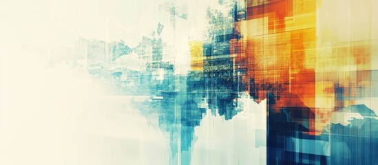 Obraz premium Abstract Digital Collage Depicting Global Challenges With Space for Text and Data Visualization Elements in Vivid Colors