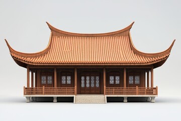 Fototapeta premium Korean traditional house architecture on white background