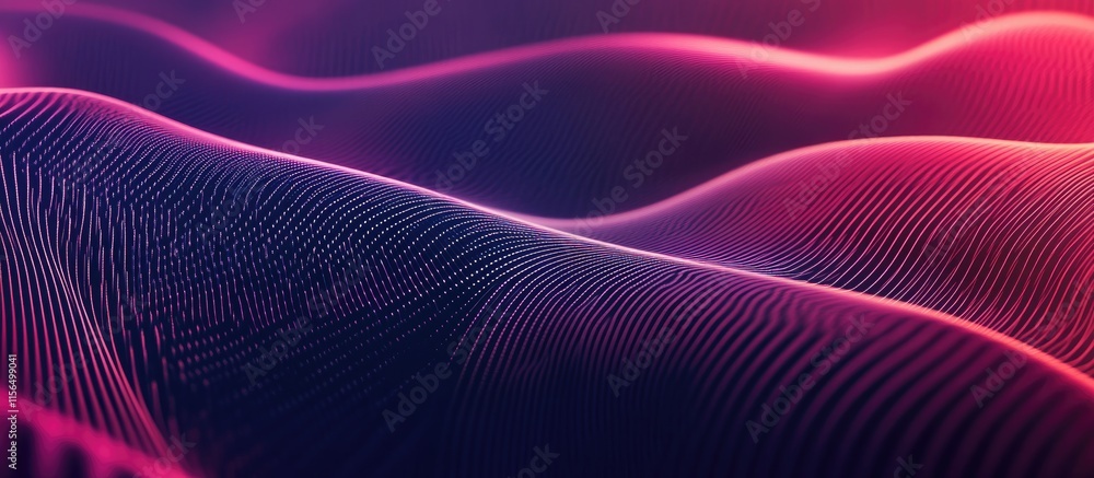 Poster vibrant abstract digital wave background with linear patterns and space for text placement