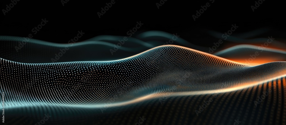 Poster abstract digital waves with global network technology featuring empty copyspace for creative text an