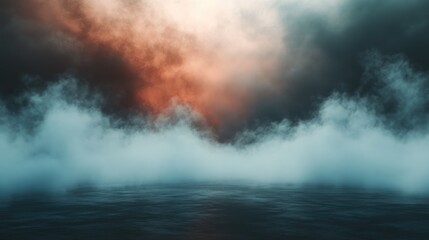 Mystical Cosmic Nebula Landscape with Ethereal Clouds and Reflective Water Perfect for Text Overlay and Creative Projects