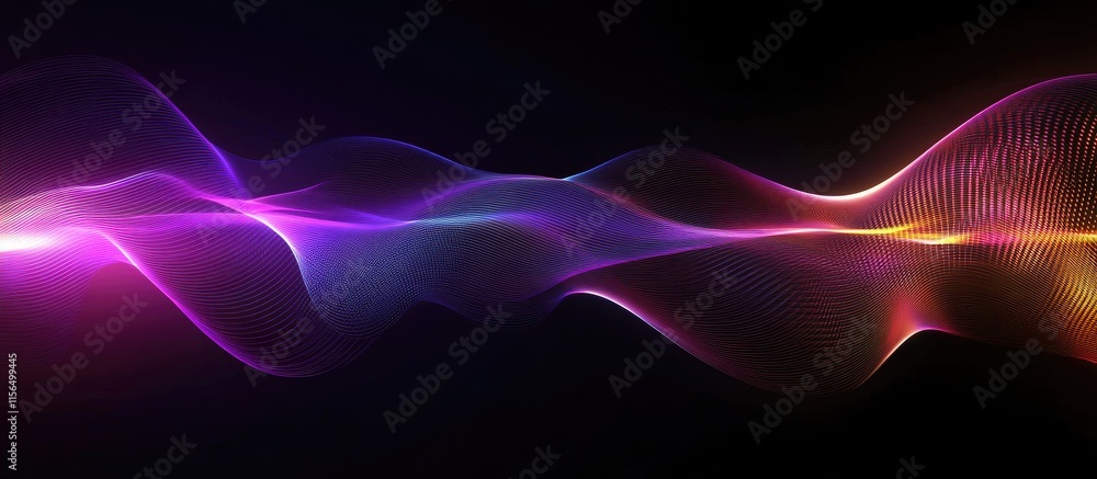 Poster vibrant abstract electronic wave background with luminous lines for technology innovations featuring