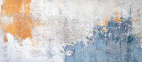Fototapeta premium Textured abstract wall design in blue orange and white with granite effect and ample space for text or creative projects