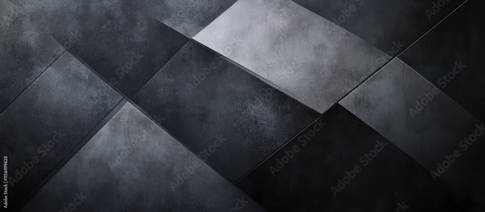 Aufkleber abstract geometric artwork in minimalist mosaic style featuring a dark grey background and ample cop