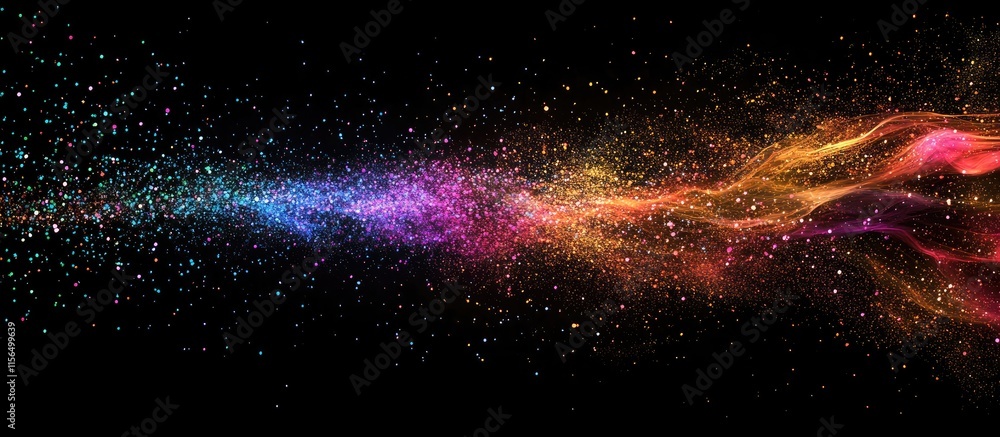 Poster abstract digital wave with vibrant colors representing data fragmentation on a dark background ideal