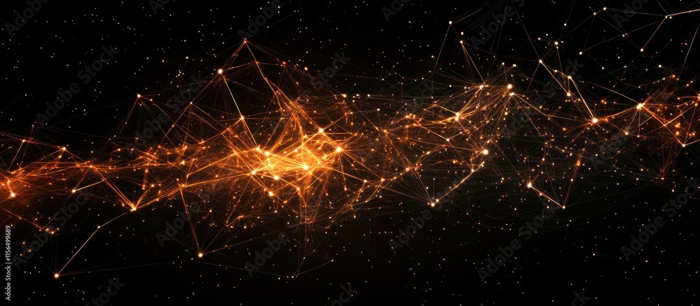 Poster abstract digital network illustration featuring interconnected elements and vibrant colors with spac