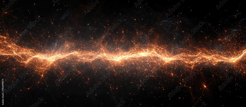 Aufkleber dynamic abstract energy sparks on dark background with space for text and creative designs