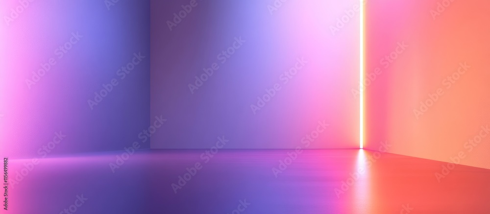 Poster high contrast abstract empty room with colorful lighting and blank space for text or graphics