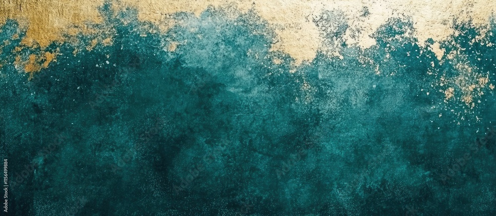Poster emerald green abstract canvas texture with grunge effect and golden accents for elegant background d