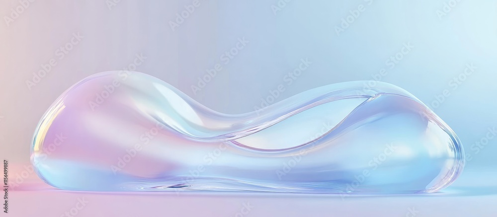 Poster 3d abstract glass cushion design with fluid resin texture and soft gradient background featuring amp