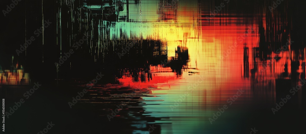 Aufkleber abstract glitch art background with vibrant colors and distorted effects suitable for text overlay