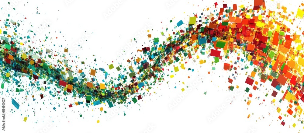 Poster dynamic colorful abstract background with pixel sorting effects and empty space for text or graphics