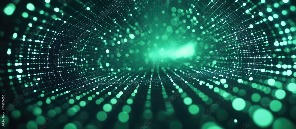 Poster abstract green holographic distorted background with vivid texture and copy space for text in a futu