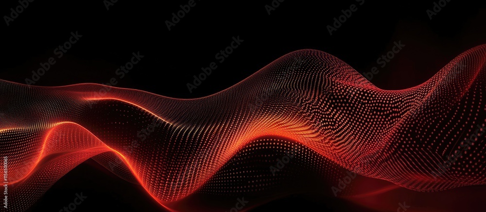 Poster dynamic abstract digital waves illustration with gradient colors and copy space for custom text inte