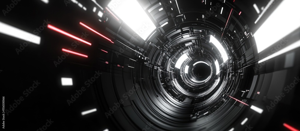 Fototapete futuristic abstract digital tunnel background for technology presentations and interfaces with space