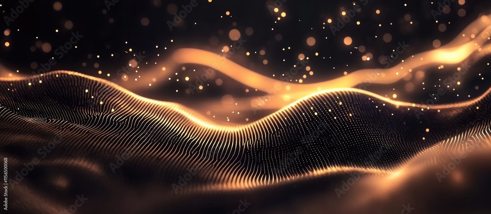 Poster elegant abstract digital wave background with glowing particles and space for text or branding appli