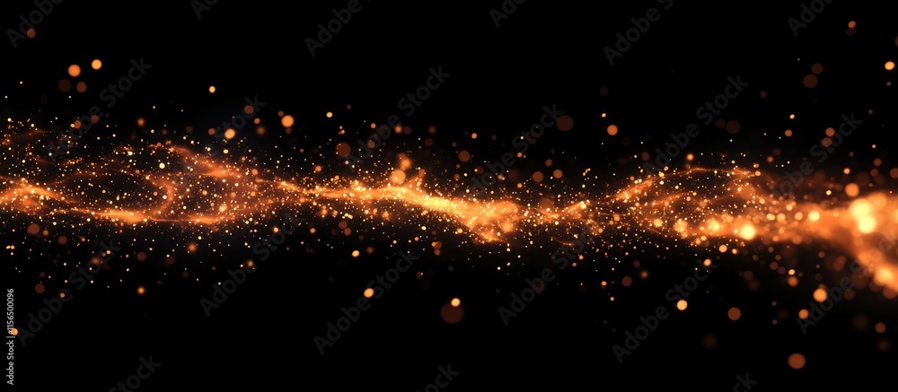 Poster Abstract Glowing Particles Stream on Dark Background Offering Space for Text and Design Elements in Digital Art and Technology Themes